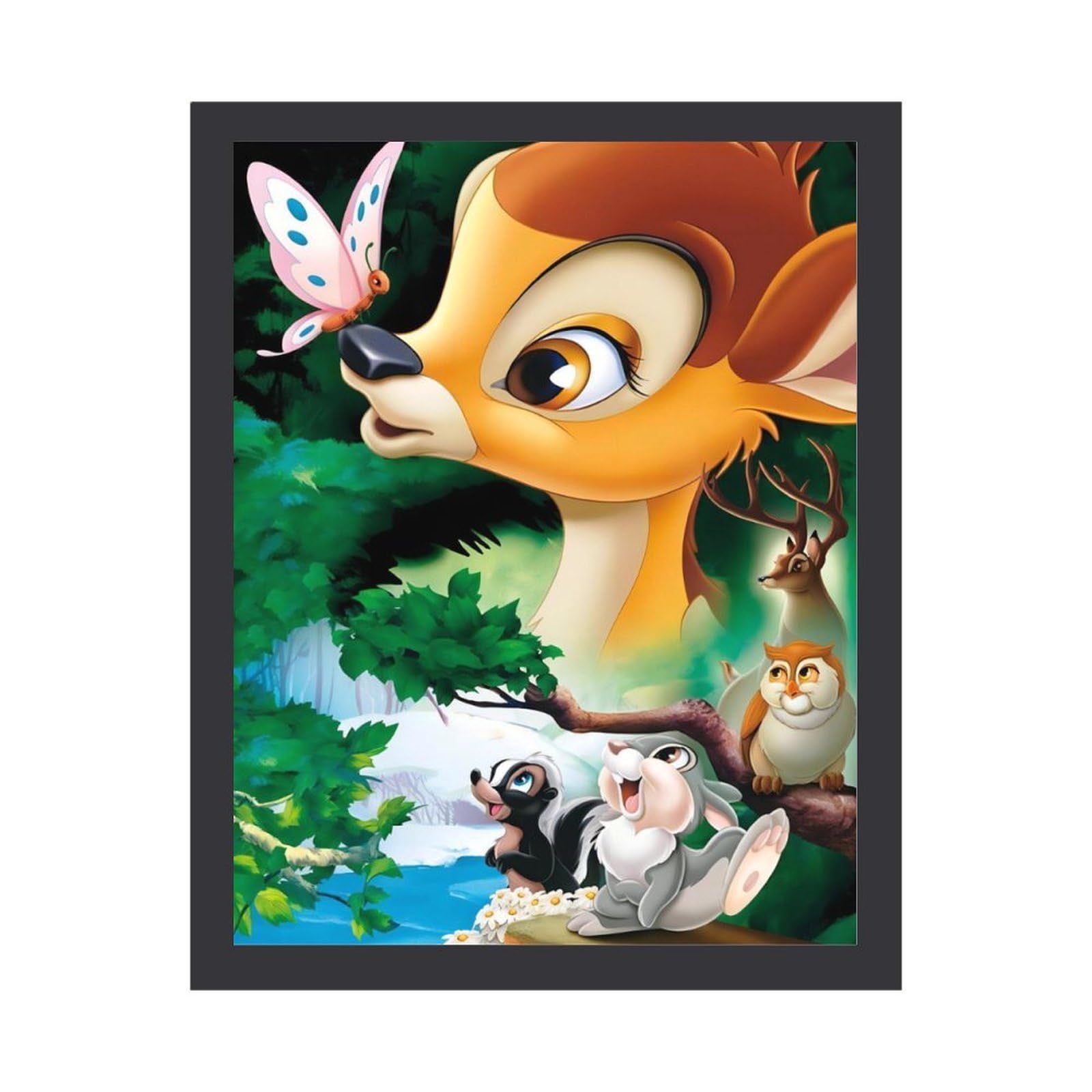 Amazon.co.jp: アートパネル バンビ 映画 とんすけ 黒の木枠付き