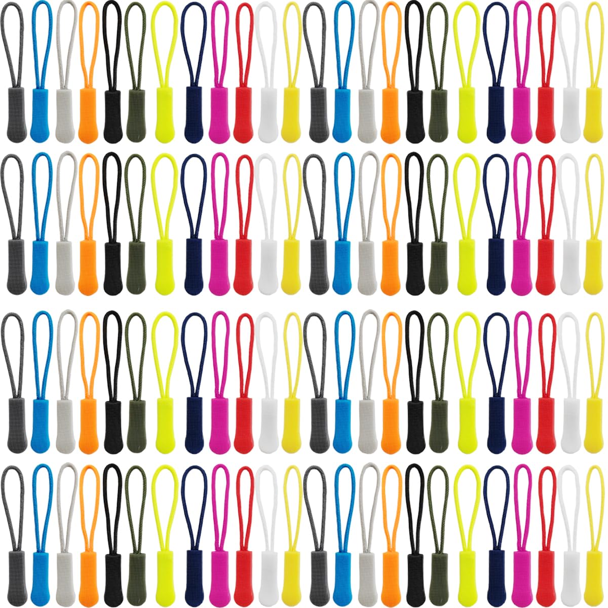 TIHOOD 132PCS Zipper Pulls - Nylon Cord Zipper Tag Replacement for Clothes, Backpacks, Travel Case, Handbag, Purse - 12 Colors