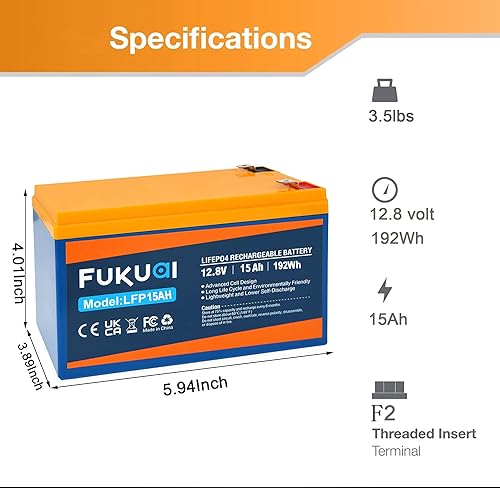Miniatura 2 de Batería LiFePO4 de litio de 12 V y 15 Ah, más de 2000 ciclos sin mantenimiento para sistema solar, ruedas eléctricas, scooters, UPS pequeños y más,