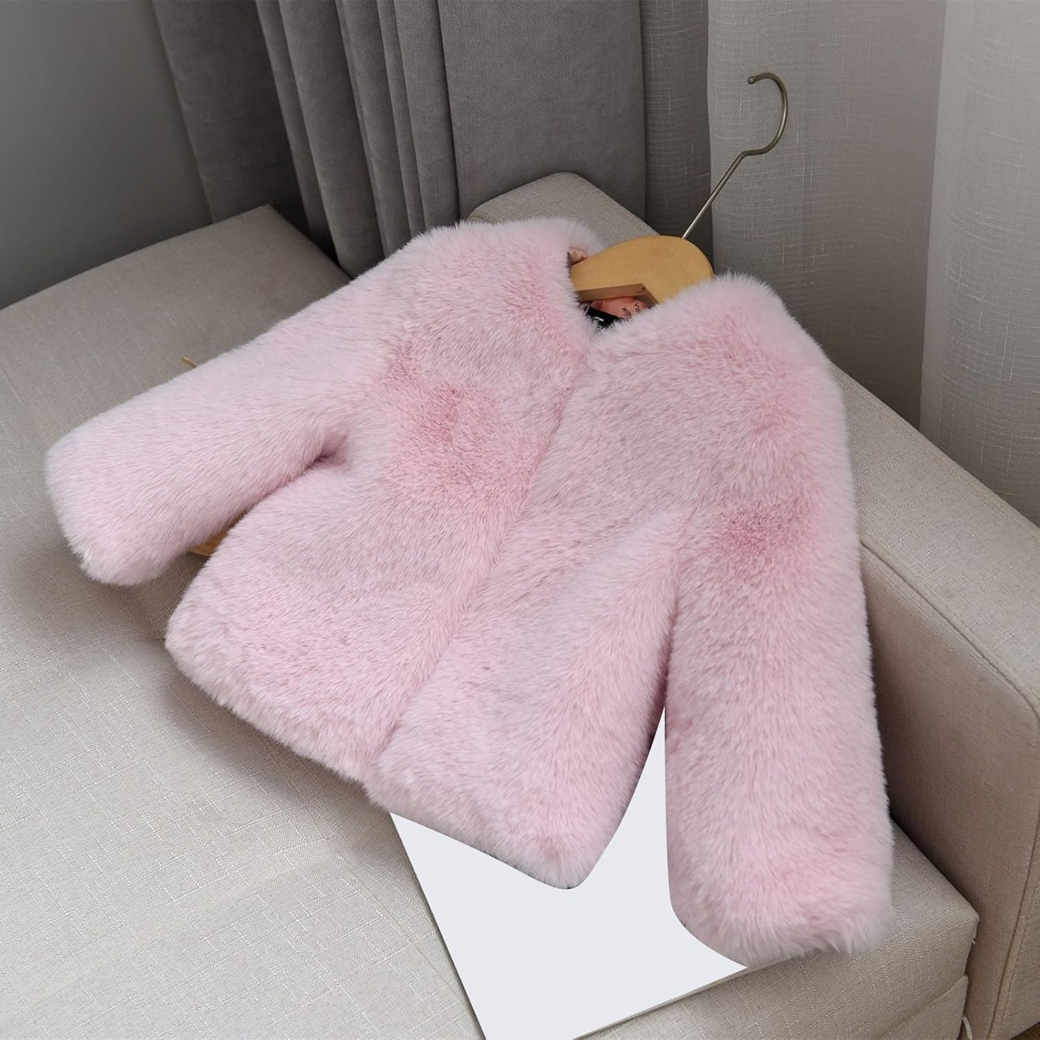 Toddler Girls Faux Fur Jacket Coat Winter Warm Thicken Fluffy Winter Jackets Warm Coat Outerwear 3-10 Years