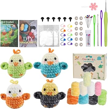Knitting Kit Beginner Animal Plush Kit Crochet Frog Owl Penguin Cute Pendant Knitting Gurumi Art Kids Adults Knitting Enthusiast Crochet Set Beginner Craft Yarn Crochet Starter Kit