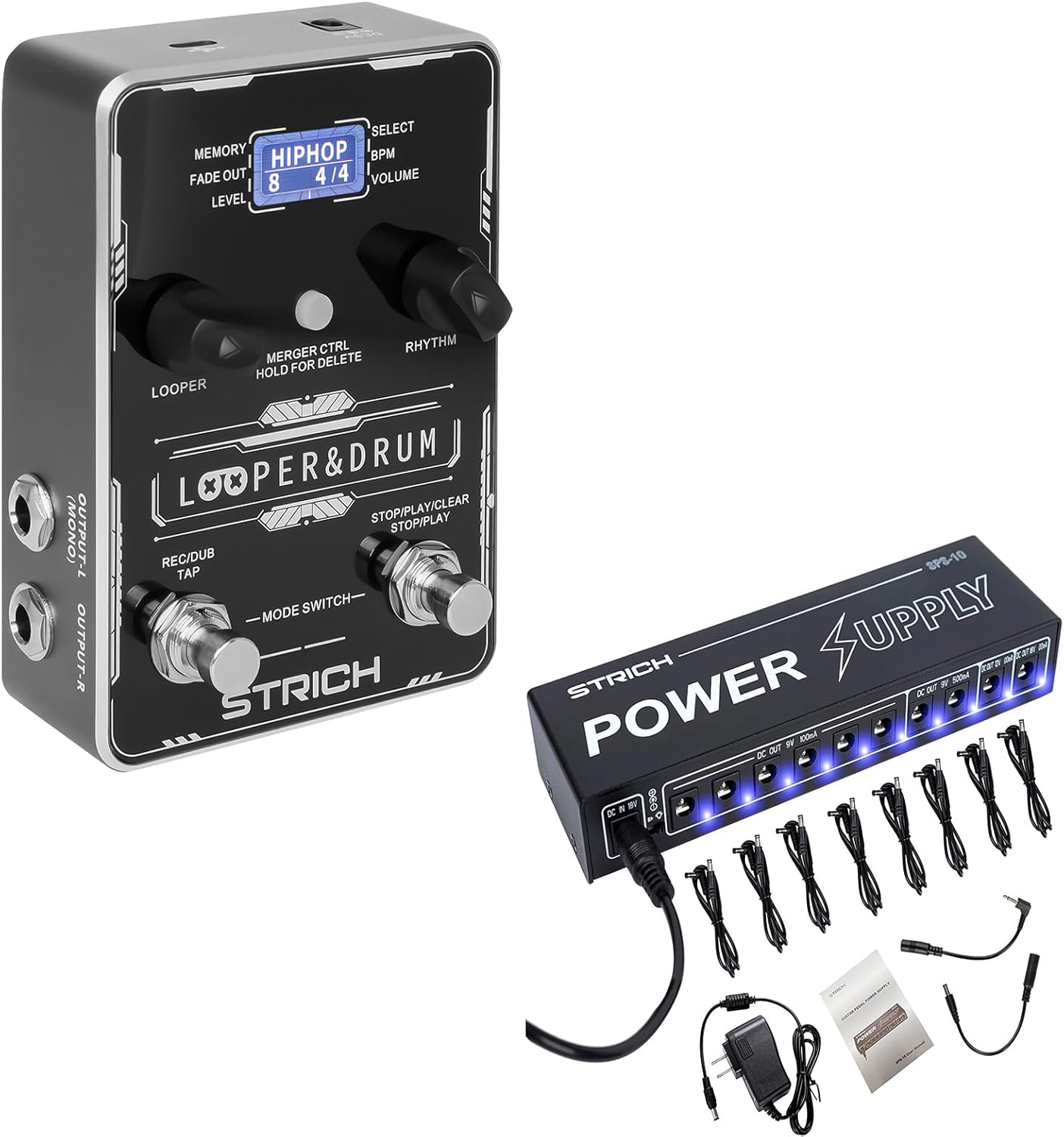 STRICH Looper Pedal Guitar Pedal with Drum Machine 2 IN 1