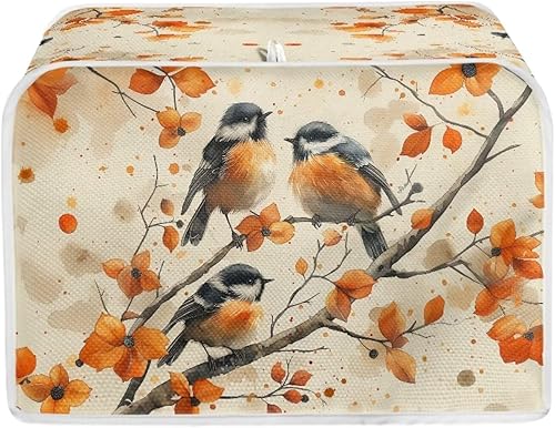 Miniatura 23 de Bulopur Cubierta de tostadora de 2 rebanadas de pintura de pájaros y flores, tostadora, panificadora, organizador de máquina, bolsa de protección