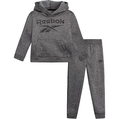 Reebok Baby Boys Pants Set - 2 Piece Pullover Hoodie and Joggers Jog Set - Cozy Fleece Play Wear Pant Sets for Toddler Sizes