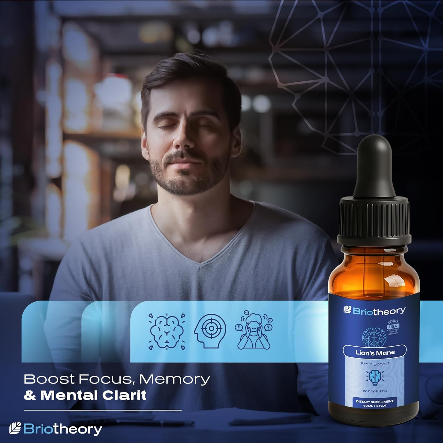 Lion's Mane Extract Tincture Liquid Drops – Herbal Supplement for Brain, Memory & Focus, Vegan, Sugar-Free, Non-GMO – 60 ml (30 Days Supply) - Image 3