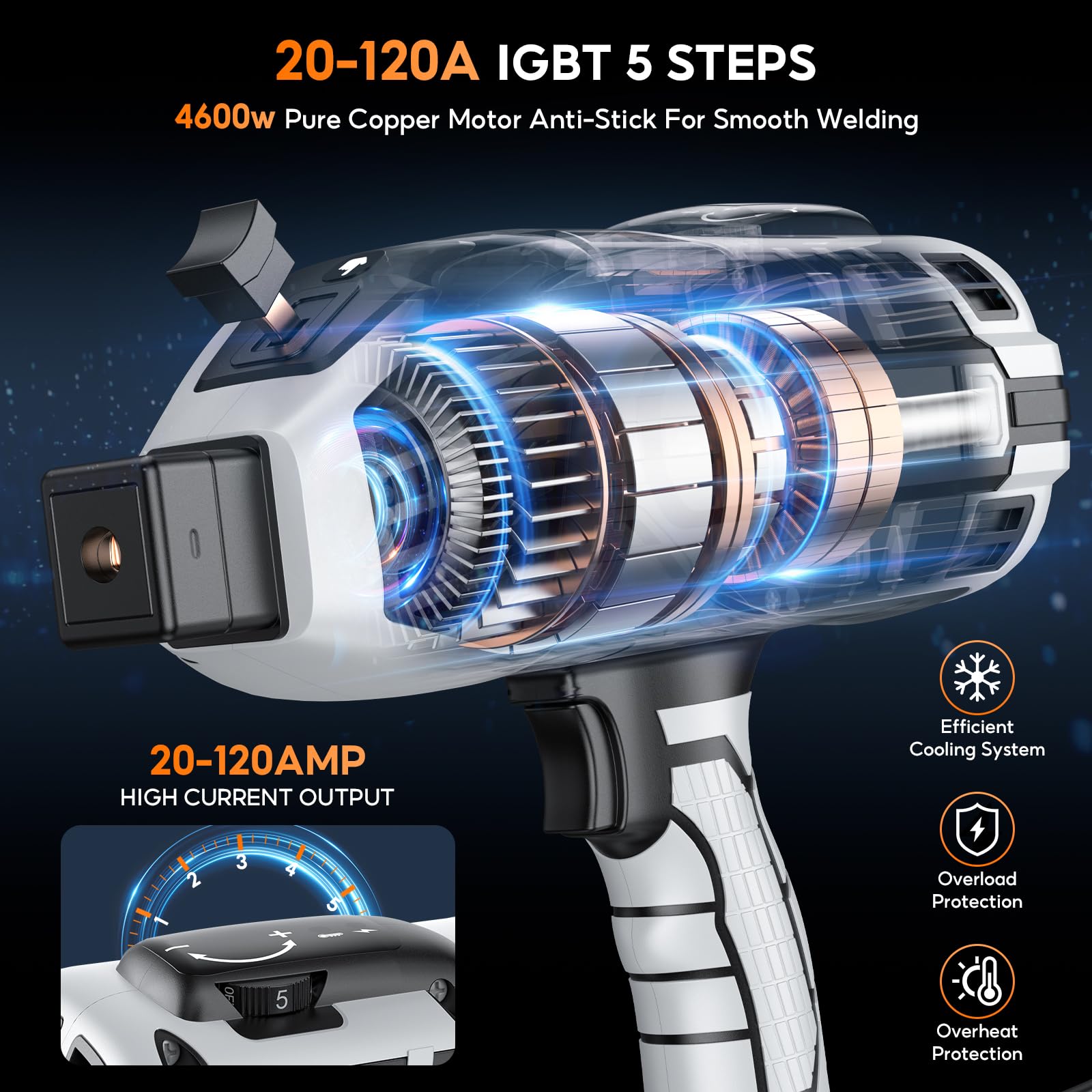 Spawarka ręczna IGBT 110 V inwerterowa spawarka 6 ustawień prądu, przenośna spawarka łukowa do prętów 3/32"-1/8"