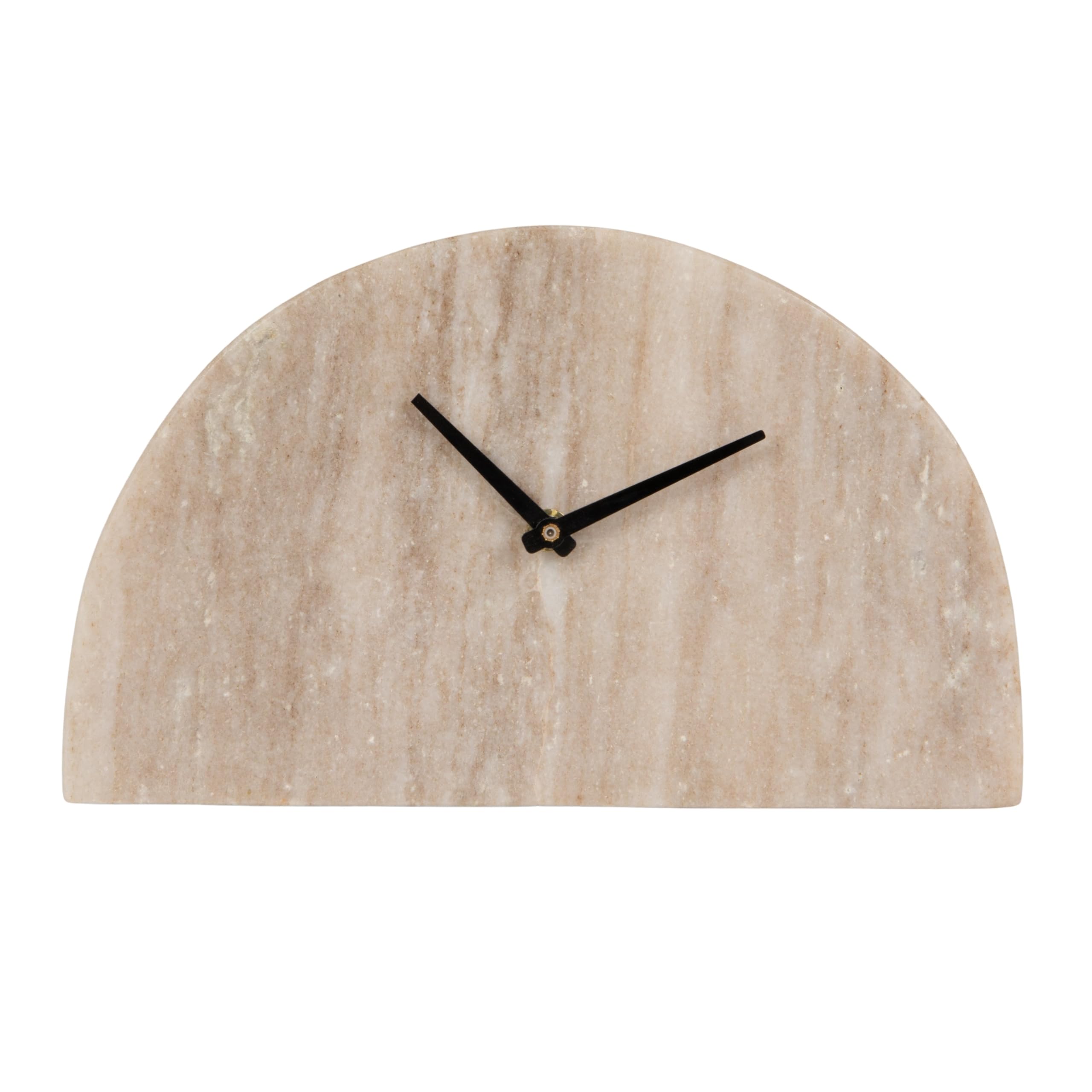 Bloomingville Moderne Halbmond-Kaminuhr, Marmor, Beige und Schwarz, Natur