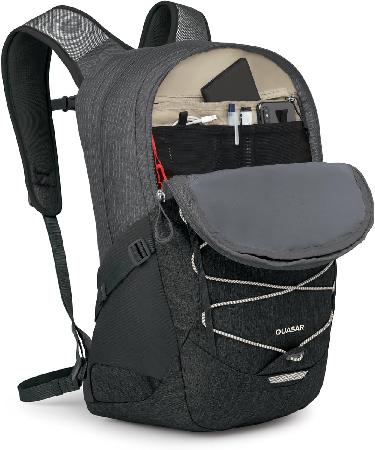 Osprey Quasar Commuter Backpack - Slim Everyday Bag with Laptop Sleeve & Bottle Pockets for Work & Schoo, Phantom Grey Heather