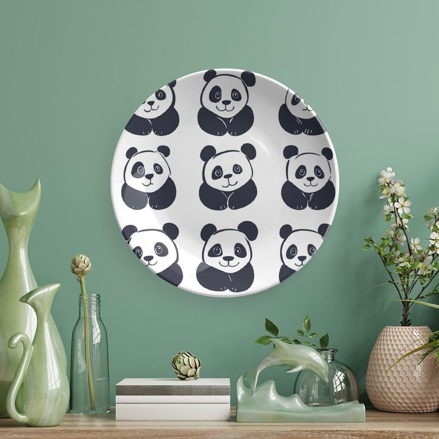 Panda Bone China Decorative Plate with Stand Home Dessert Plates Gift for Men Women 6inch