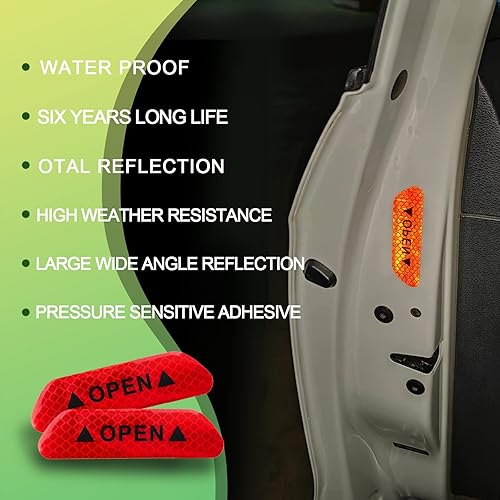 Miniatura 5 de 4 calcomanías universales de advertencia para puerta de automóvil cinta reflectante de seguridad anticolisión accesorios universales para camión
