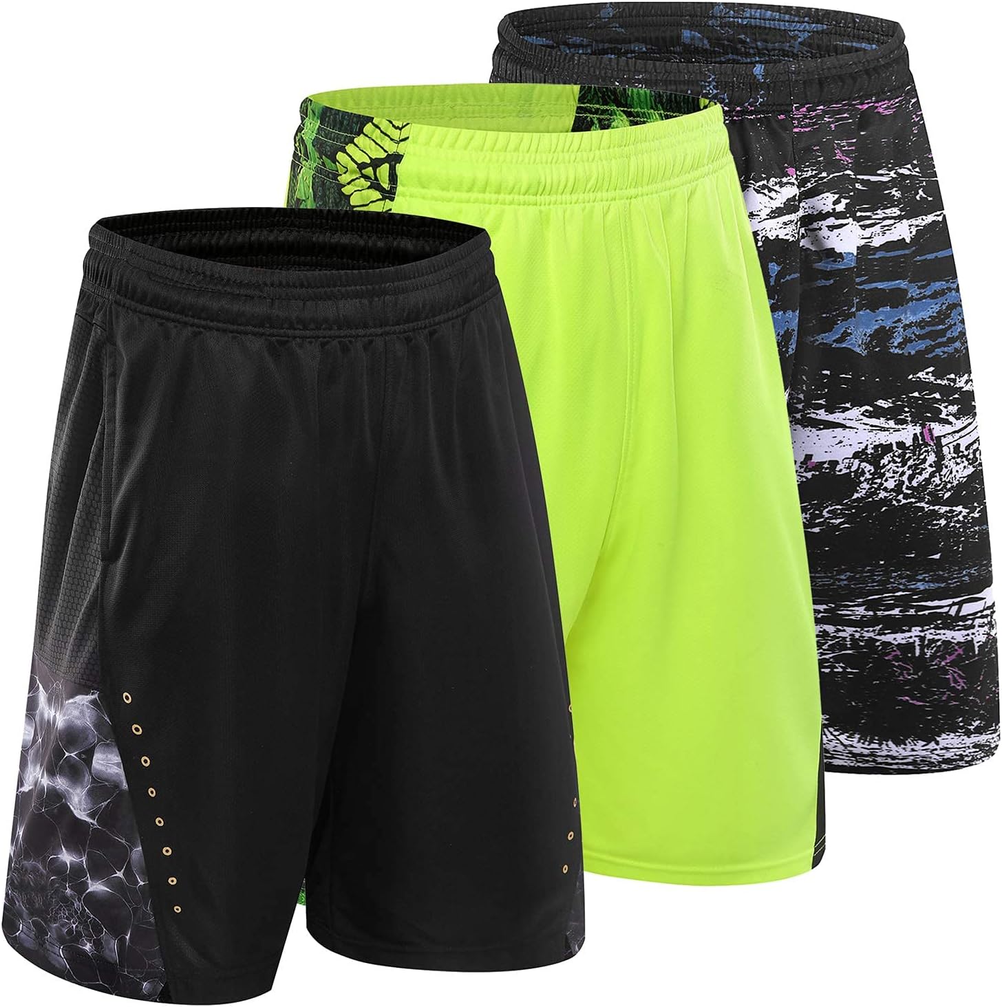 3PCS / Set Men's Running Shorts Quick Dry Running Shorts Basketball Pants Sports Pants (3pcs Short/Set2,L)