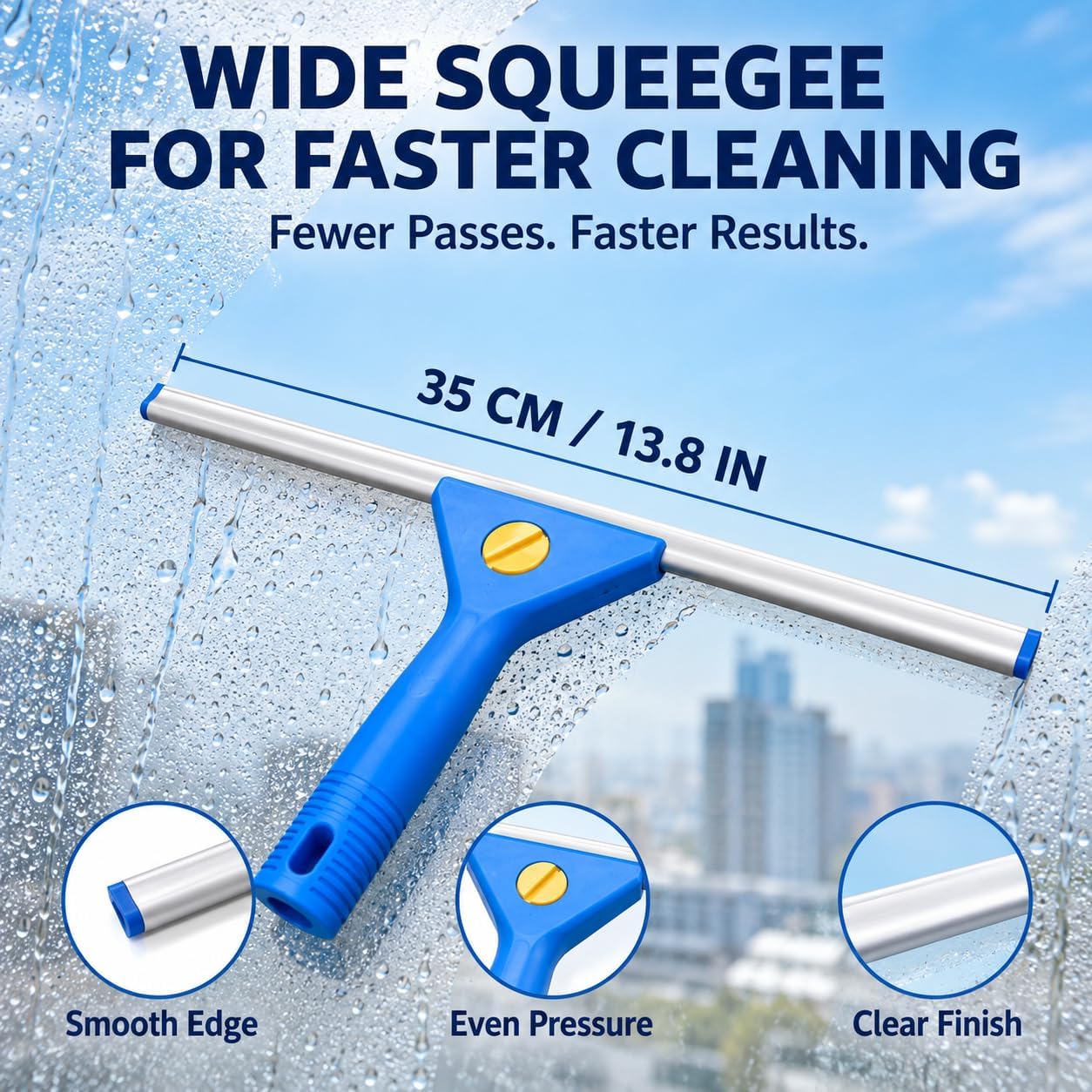 Window Cleaning Kit with 3 Gal Bucket 76" Long Handle Window Squeegee image 3