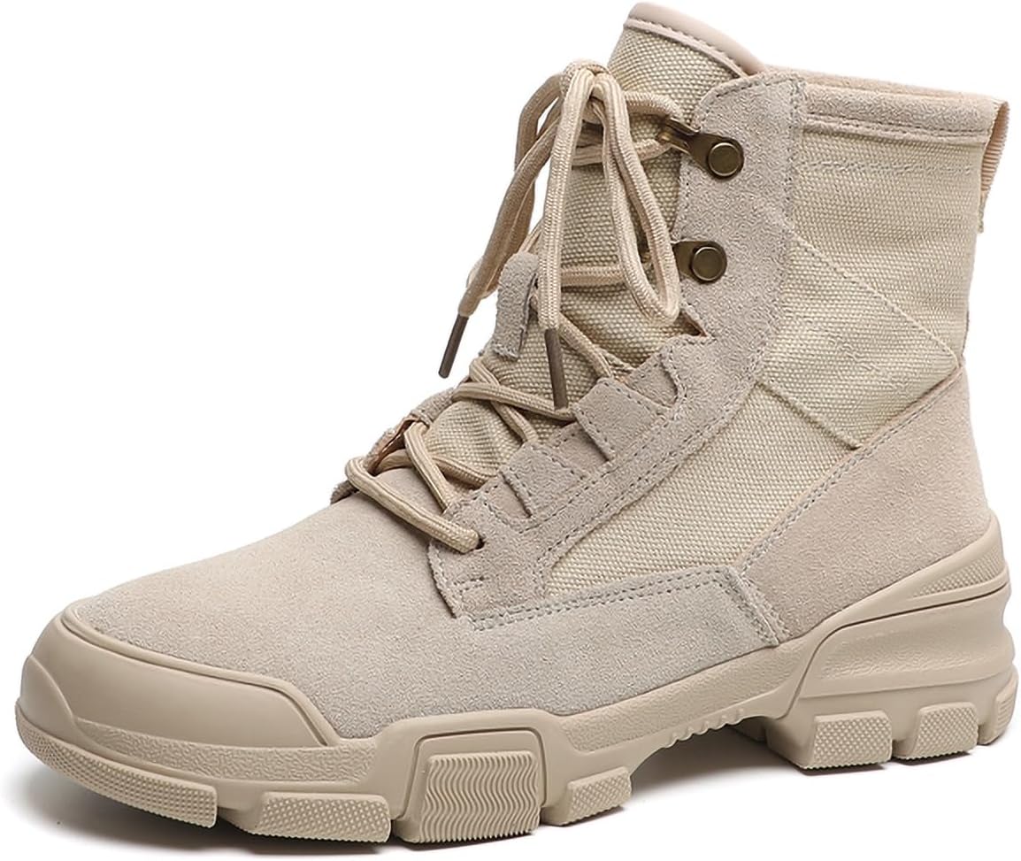 Women's Canvas Desert Combat Boots Lightweight Platform Lug Sole Slip-Resistant Durable Comfortable Tactical Work Motorcycle Boots