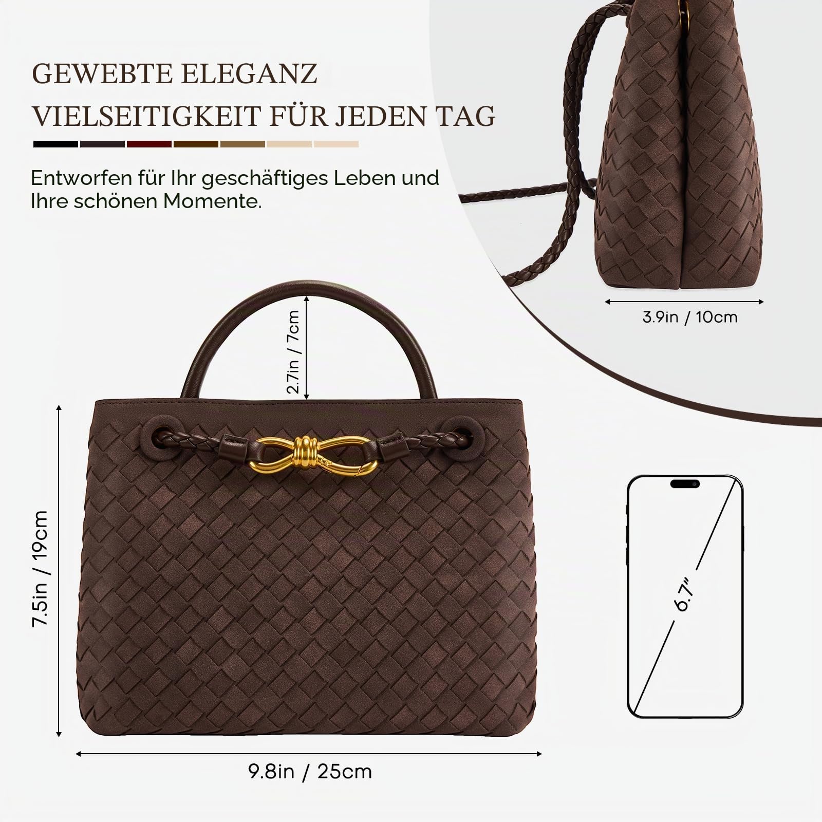 Gewebte Tragetasche für Damen, Leder, Schultertasche, Designer-Handtasche mit Tragegriff oben