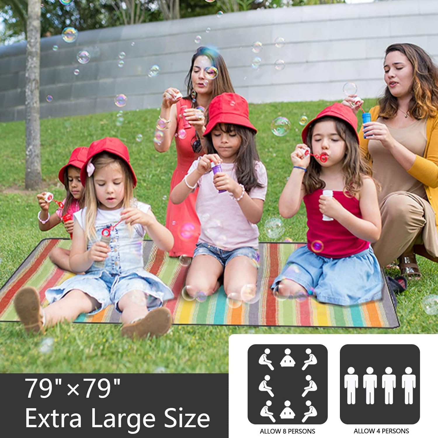 Oyoest Extra Large 79''X79'' Picnic Blanket,3 Layers Foldable Waterproof Beach Blanket Perfect for Park and Beach, Grass / Water Resistant Large Outdoor Blanket. : Sports & Outdoors