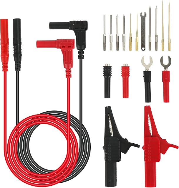 Youli Multimeter Test Leads Kits 19pcs Electronic Test Leads with Replaceable Probes, Crocodile Clips, Tweezers for Digital Multimeter & Clamp Meter