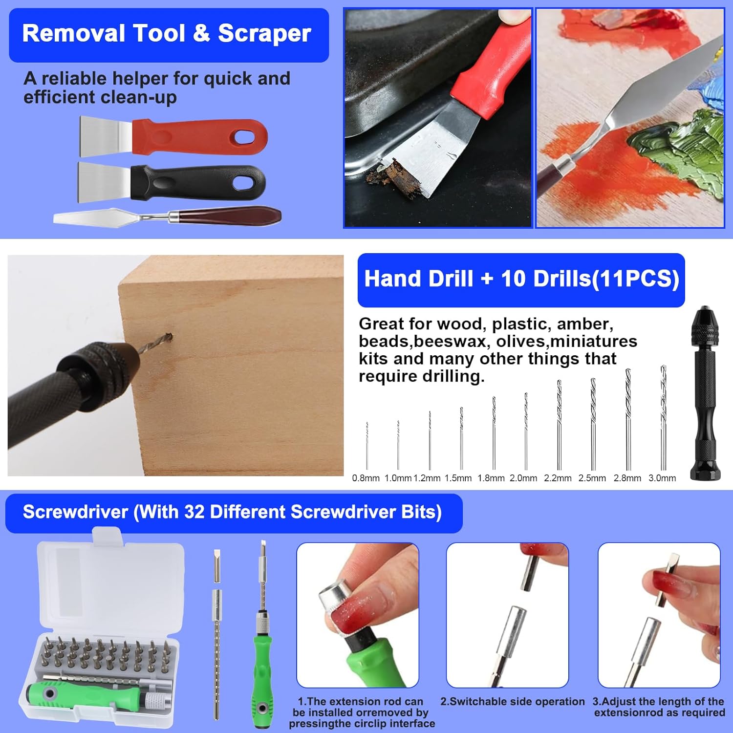 154 PCS 3D Printing Tool Kit, 3D Printer Accessories with Nozzle Cleaning Kit, Deburring Tool, Removable Screwdriver Kit, Electric Polishing Machine, for 3D Print Removing, Cleaning, Finishing