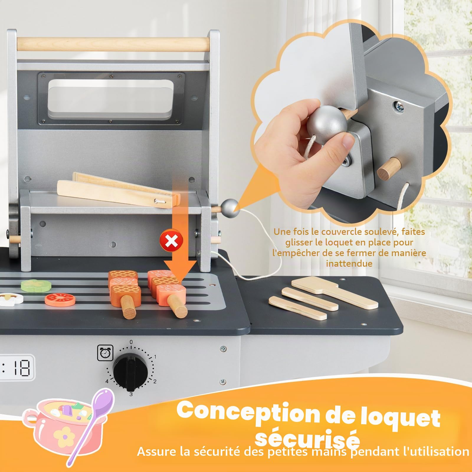 FANTASK Barbecue pour Enfant, Barbecue avec Couverts et Aliments de Jeu, Cuisine boueuse avec 2 barbecues et couvercles à Rabat, kit de Cuisine d'extérieur pour Enfants à partir de 3 Ans