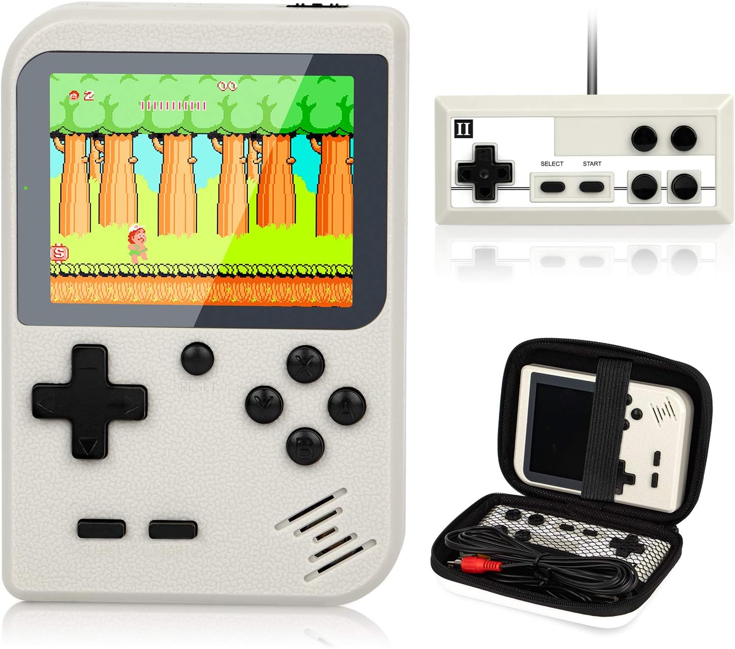 Retro Handheld Game Console with Protector Case, 400 Free Classical FC Games Support for Connecting TV & Two Players, Portable Video Game Gifts for Adults & Kids 8-12