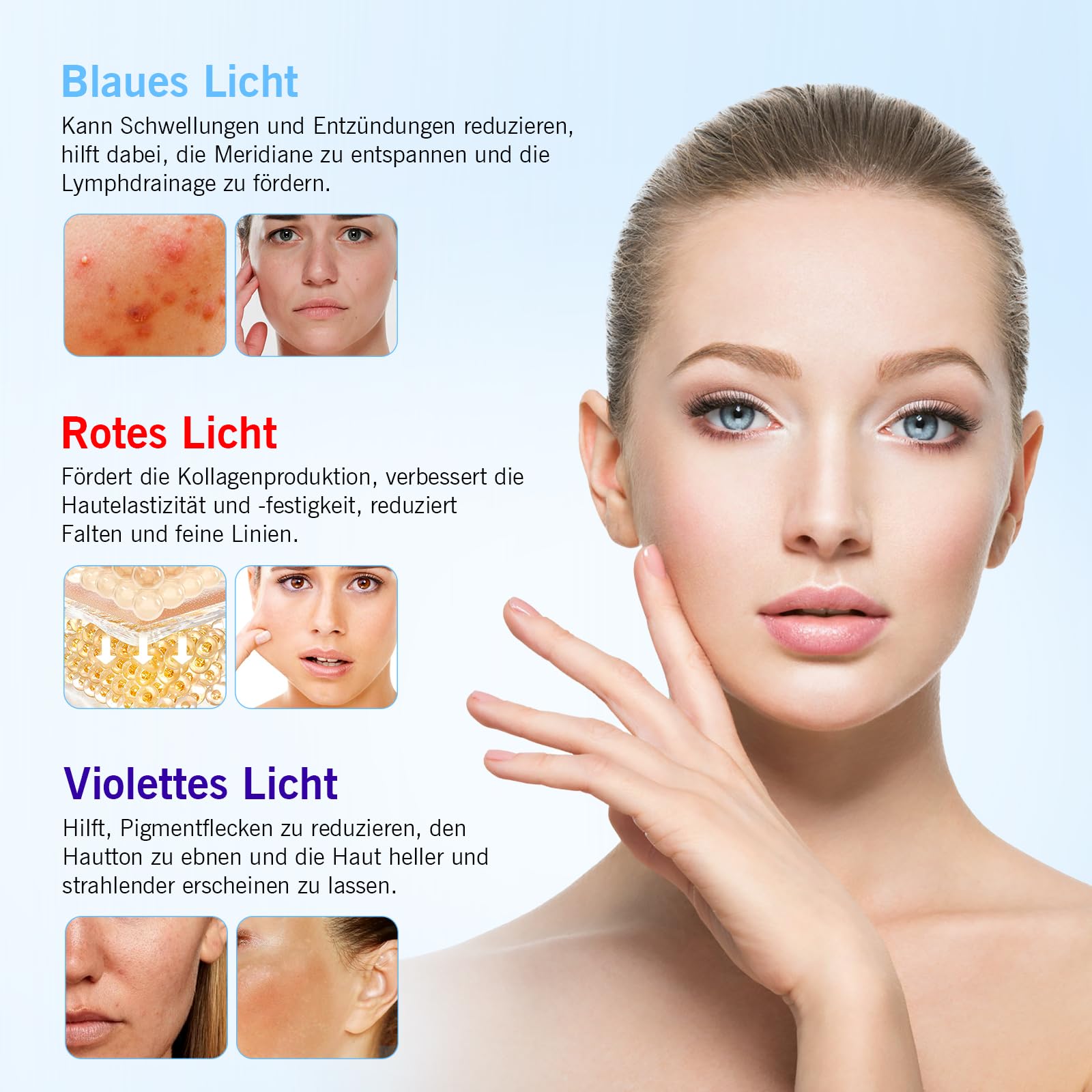 EMS Gua Sha Gesichtsmassagegerät LED Rotlicht Violettlicht Blau Therapie Gesichtsformungswerkzeug