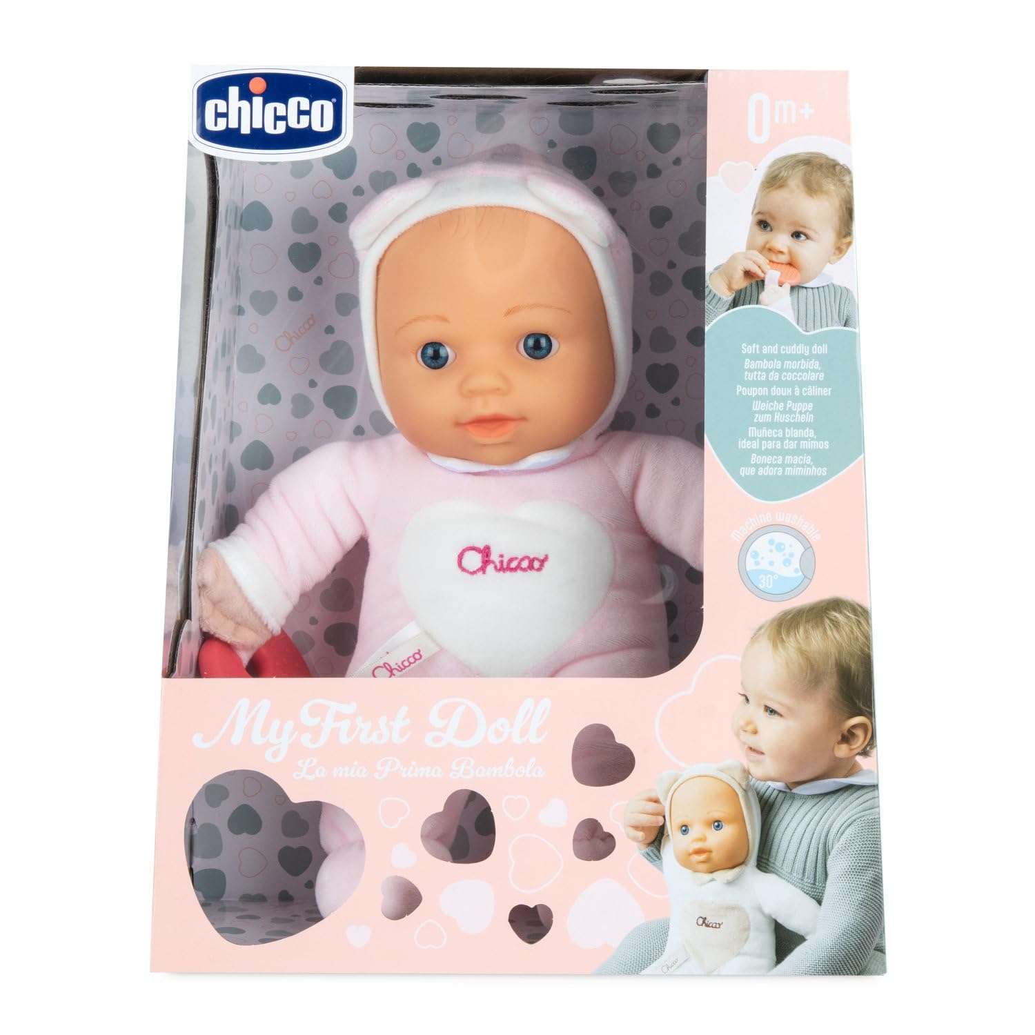 Chicco Jouet Ma Première Poupée, avec cœur Doux pour la Dentition, légère, Lavable en Machine, dès 0 Mois