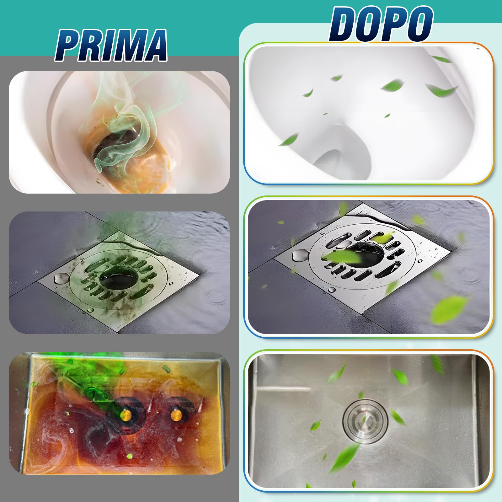 Pastiglie Cattivi Odori Scarichi, 25 Compresse Deodorante Bagno Elimina Rapidamente gli Odori per Scarichi di Fognature, WC e Lavandini, Eliminare Odore di Fogna in Bagno, Fornitura per 1 Anno