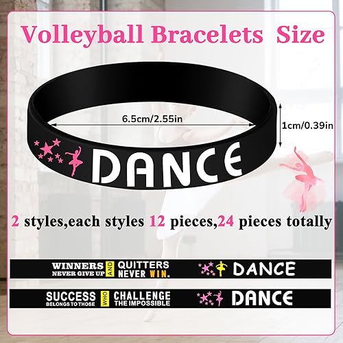 Miniatura 2 de Deekin Paquete de 24 pulseras motivacionales de ballet, pulsera de goma de silicona con citas inspiradoras, regalos de baile para premio para