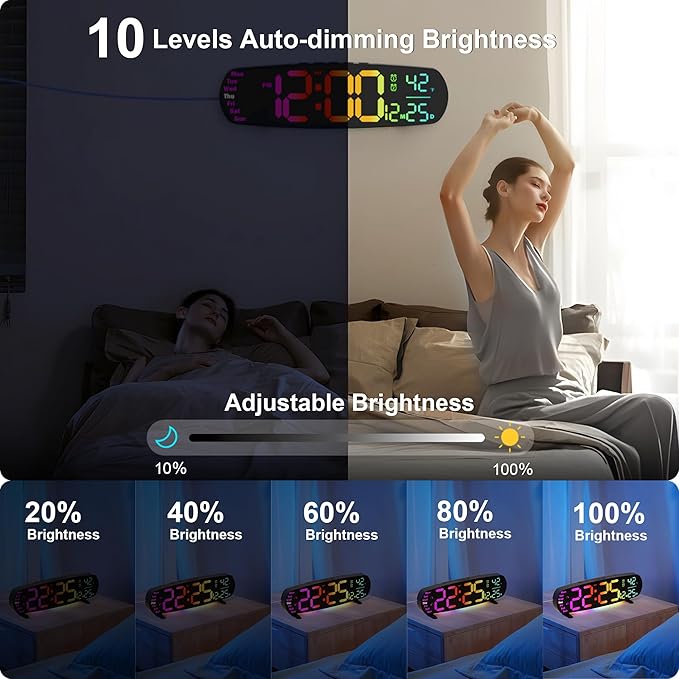 Reloj de Pared Digital con Pantalla LED de 14.4 Pulgadas, Temporizador y Alarma miniatura 3