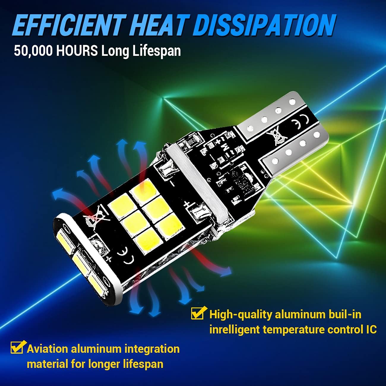 Auxbeam T15 Led Light Bulb 921 LED Bulb W16W 800LM HID White for Backup Reverse Lights (Pack of 2) Upgrade
