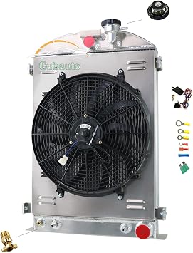 4 Row Core Radiator For 1935-1936 Ford Model A GM Chevy V8 Full Aluminum Radiator Shroud Fan Relay