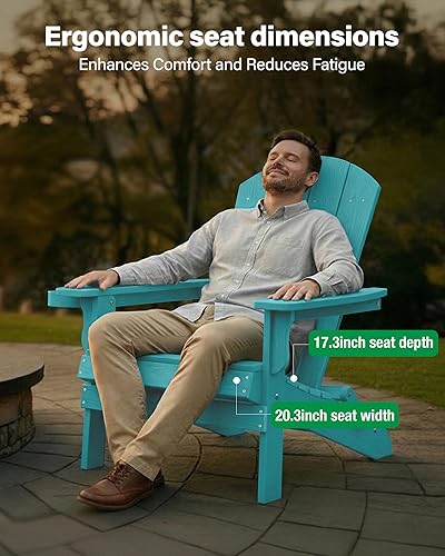 Miniatura 3 de YEFU Silla Adirondack, silla Adirondack de plástico de gran tamaño, sillas plegables para exteriores con soporte para tazas, silla de césped con
