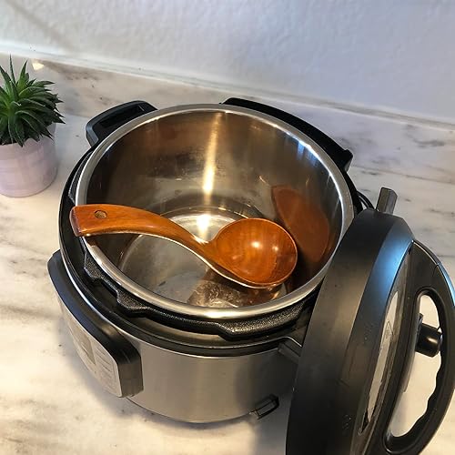 Miniatura 4 de JB Home Collection, Paquete de 2 cucharones grandes de madera para sopa, respetuoso con el medio ambiente, no tóxico, cucharón para servir sopa,