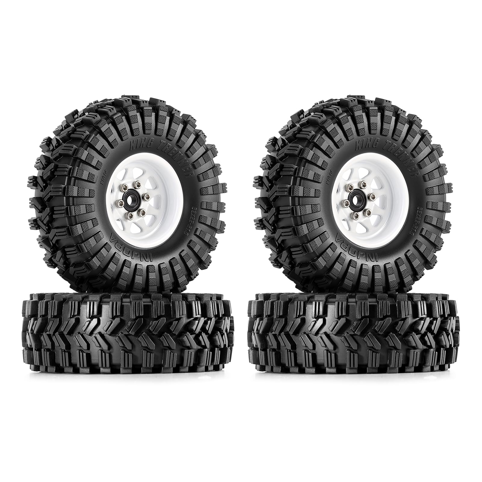 INJORA 1.0 Beadlock Rueda Llanta Neumáticos -3.78mm Offset Llanta de Rueda para 1/18 1/24 RC Track Coche Axial SCX24 FMS FCX24 FCX18 TRX4M,Blanco