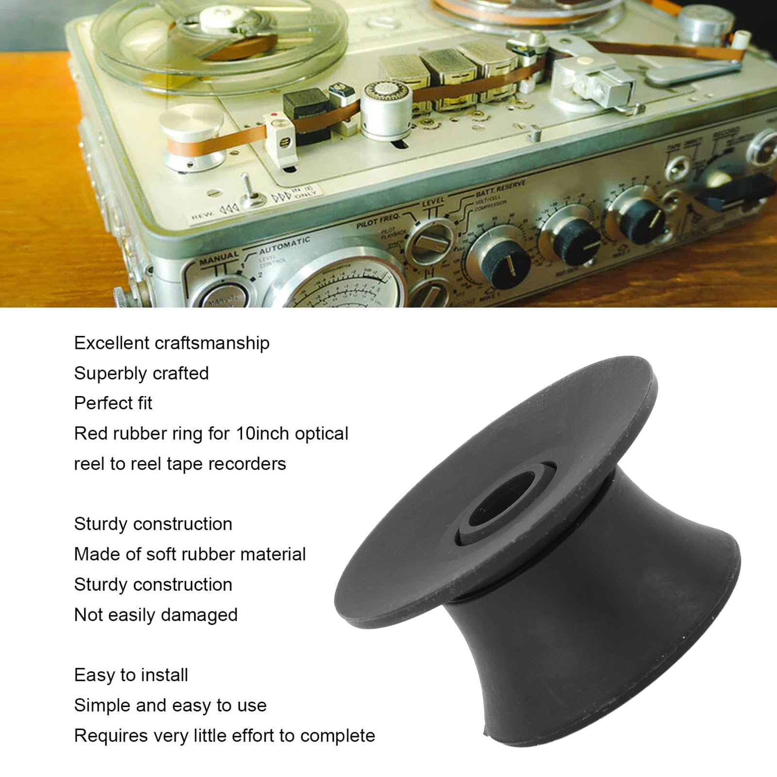 Adaptadores de eje óptico de buje de 1/4 pulgadas, 1 par de carrete a carrete, adaptador de buje de nab anillos de goma para Studer ReVox, para Akai, para té, para, Negro -