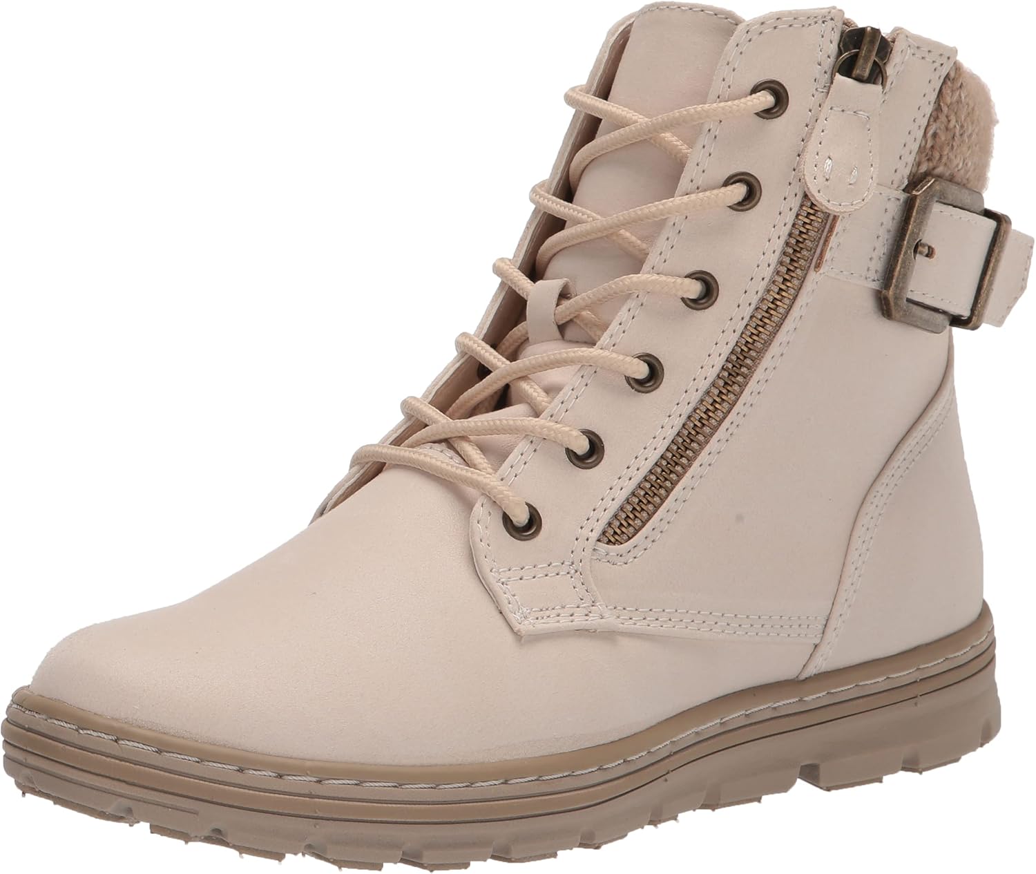 CLIFFS BY WHITE MOUNTAIN Shoes Kelsie Women's Lace-up Hiker Style Bootie, Winter White/Burnished/Fab, 9 M
