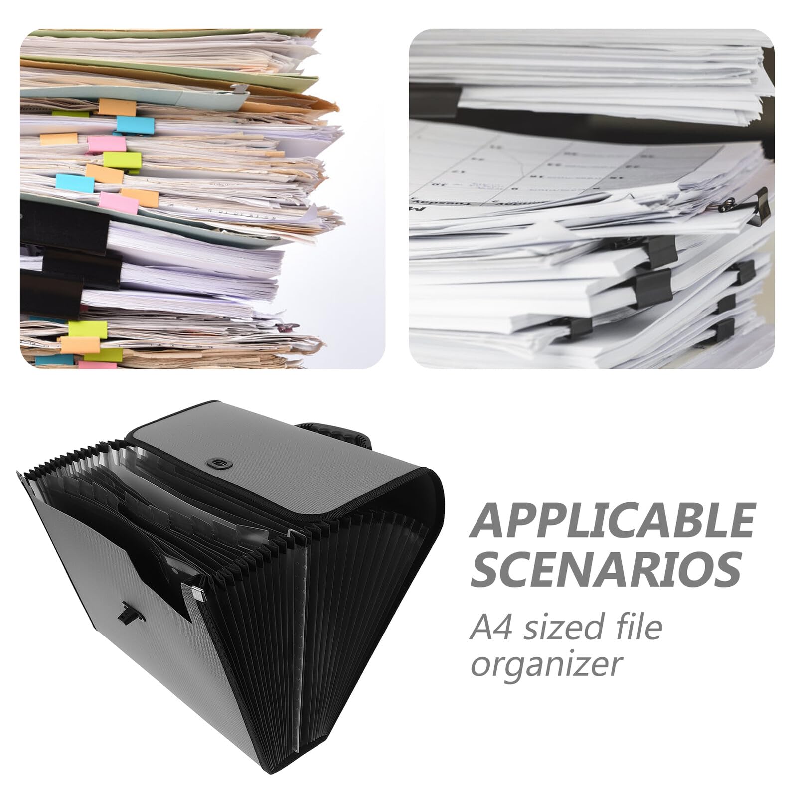 Cartella Portadocumenti Espandibile a Fisarmonica Organizer Documenti Portatile in Plastica con 26 Tasche e Manico per Ufficio e Riunioni