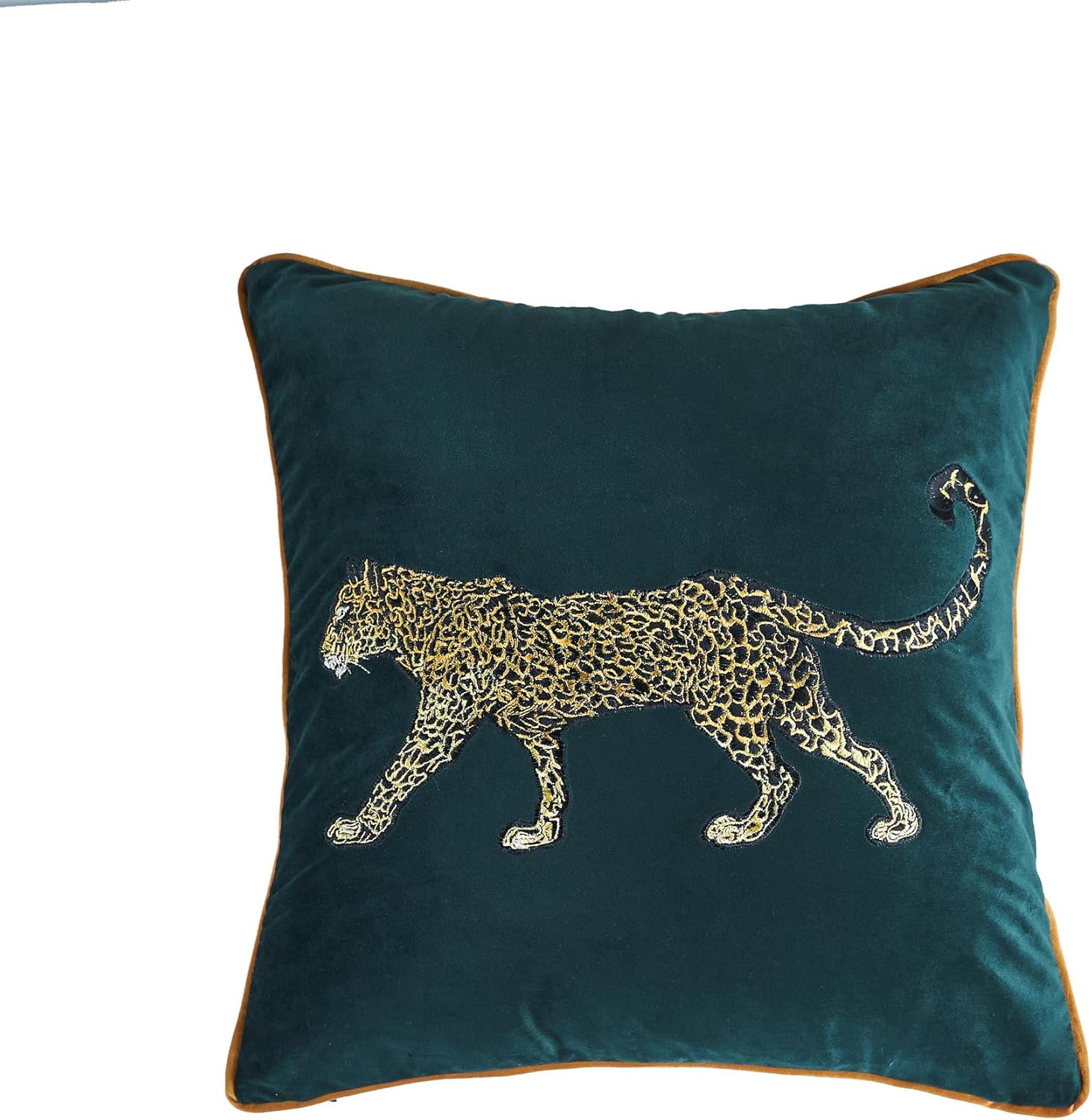 Luxury Embroidery Leopard Throw Pillowcase Gold Embroidered Velvet Cloth Cushion Cover Decorative Leopard Print Cheetah Pillows Case for Preppy Stuff Room 1PCS (14"x20"Color-1)