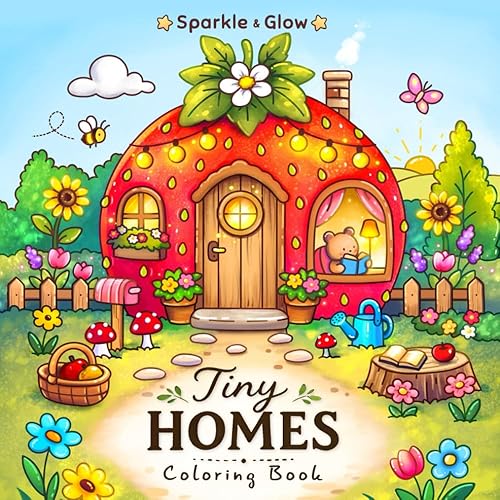 Tiny Homes: Cozy Coloring Book for Adults and Teens with Whimsical Tiny Houses, Cozy Mushroom Homes and Cute Cottage Hideaways
