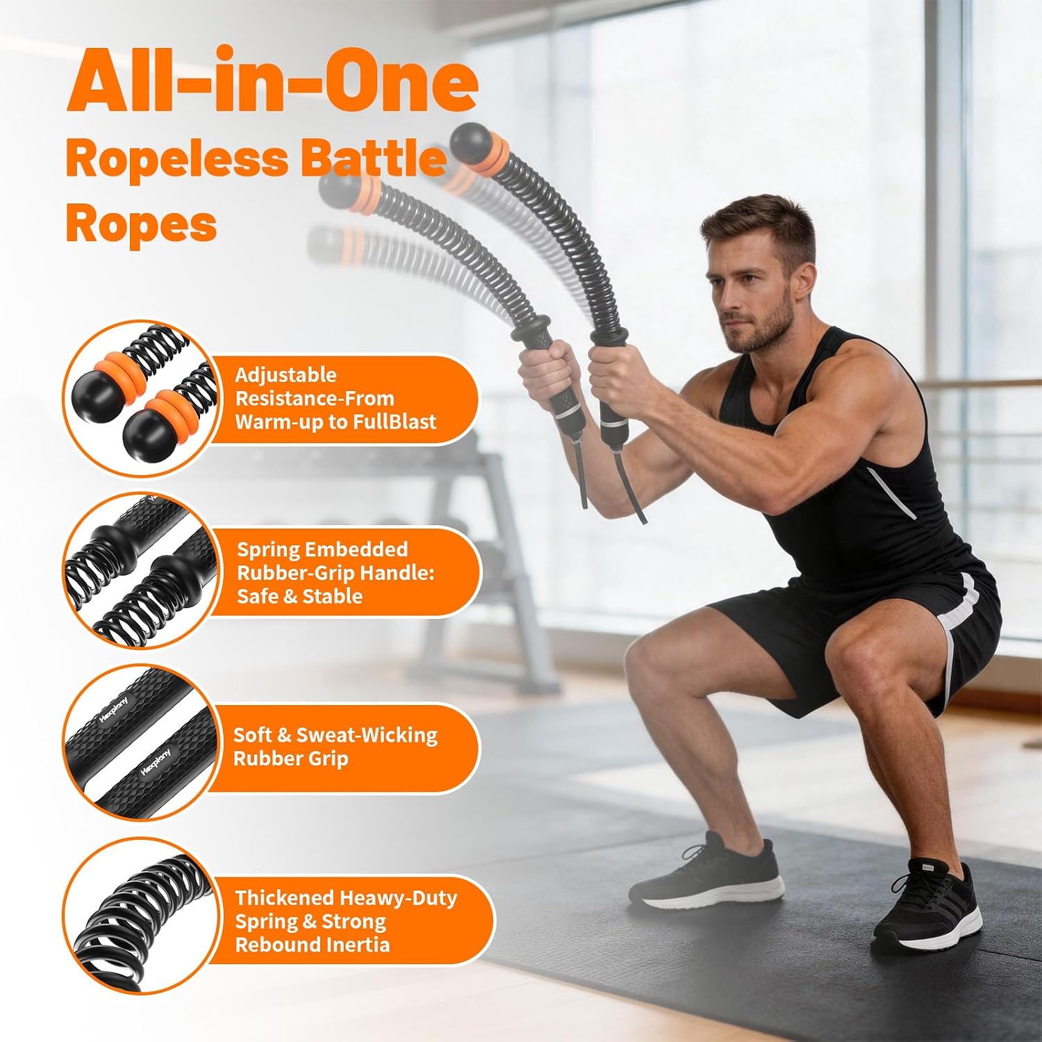 Ropeless Battle Ropes Adjustable Weight Unisex for Home Gym | Weighted cordless Battle Ropes for Strength Training，Portable，Heavy Duty Fitness Ropes for HIIT，Arm Trainer Workout Equipment