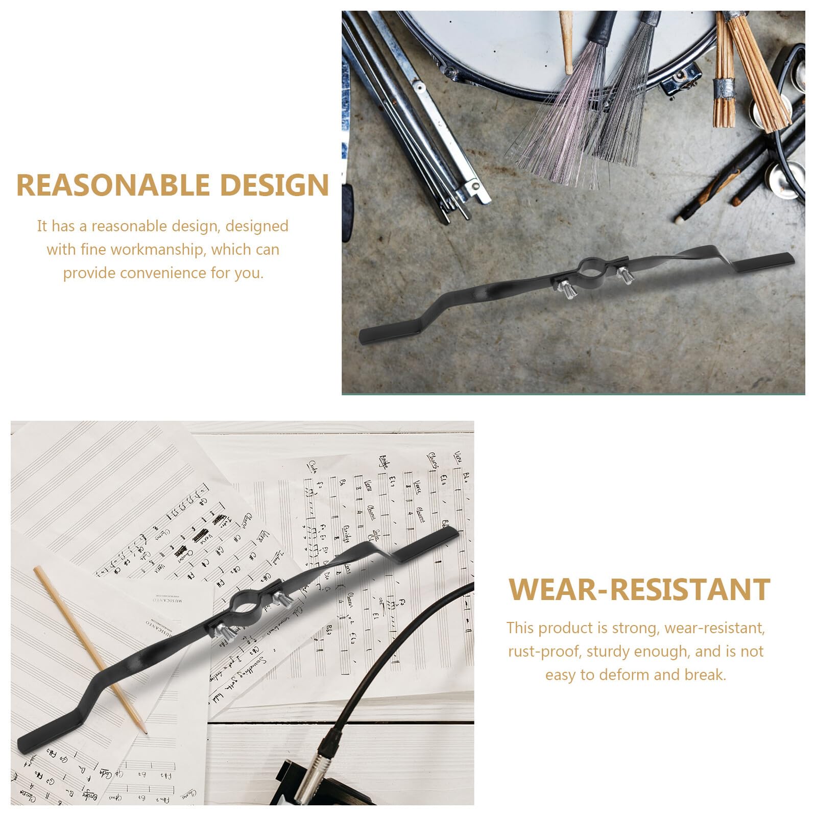 Plateau de Support pour Tambour Noir en Fer Résistant la Rouille à L'usure, Accessoire Solide pour Professionnels et Débutants en Percussion
