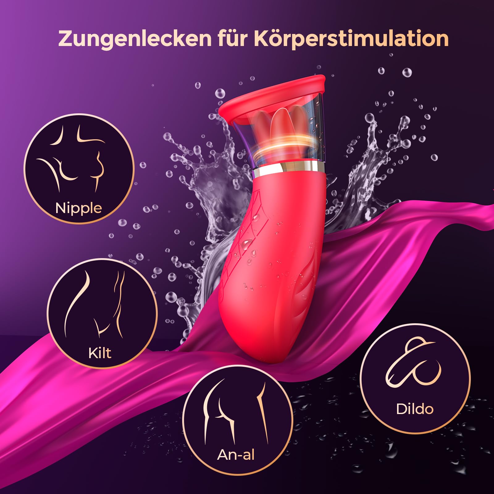 3 En 1 Sex Toys Femme Clitoridien Stimulation Clitoris avec Gros Suceurs, Vibromasseurs Feminin avec 4 Sucer Modes et 5 Léchage Rotation à 360°, Vibro Clitoridiennes Sextoys Pompes Seins Couple Rouge