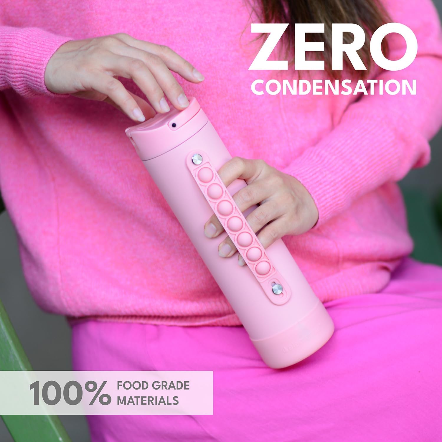 Elemental Iconic Kids Water Bottle for School - 100% Leak-Proof Insulated Water Bottles with Straw Lid & Pop-It Handle for Boys & Girls - Triple-Wall Insulated & BPA-Free, 20oz – Rose