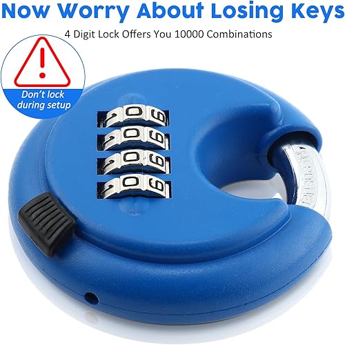 Miniatura 5 de Maitys Cerraduras de combinación de 4 dígitos de acero inoxidable, con código de disco, candado combinado con grillete de acero endurecido para