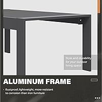 Vista 5 de Solaste - Mesa de café de aluminio para exterior, mesa rectangular de metal para patio todo clima, mueble para balcón, jardín, uso en interiores