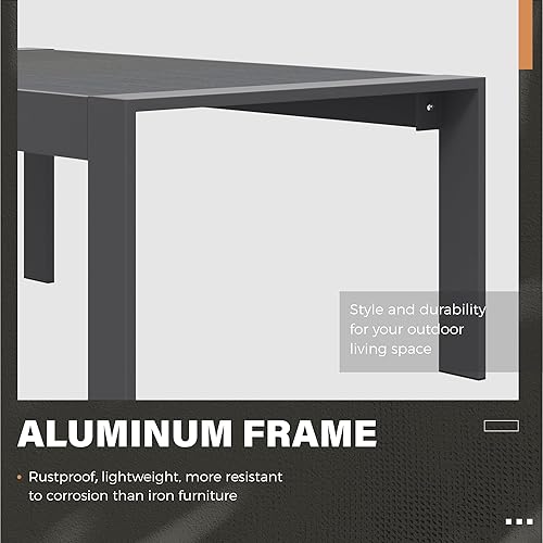 Miniatura 5 de Solaste - Mesa de café de aluminio para exterior, mesa rectangular de metal para patio todo clima, mueble para balcón, jardín, uso en interiores o