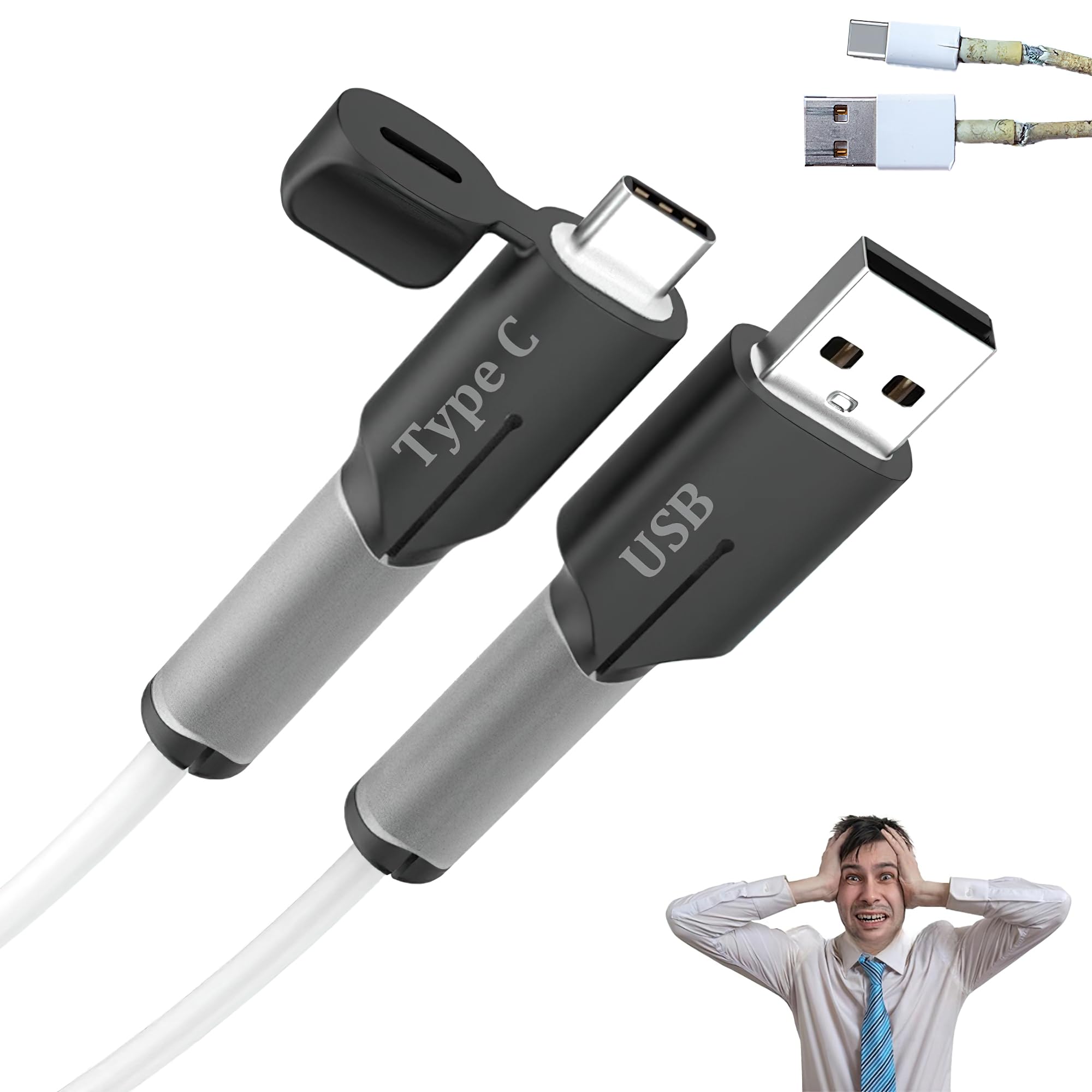 WISKA Silicone Charger Cable Protector, Mobile Phone Charging Cord Safety Cover, Daily Life Accessories, Compatible with iPhone and Android (USB to Type C) (B0D73W1XZW) Amazon Price History, Amazon Price Tracker