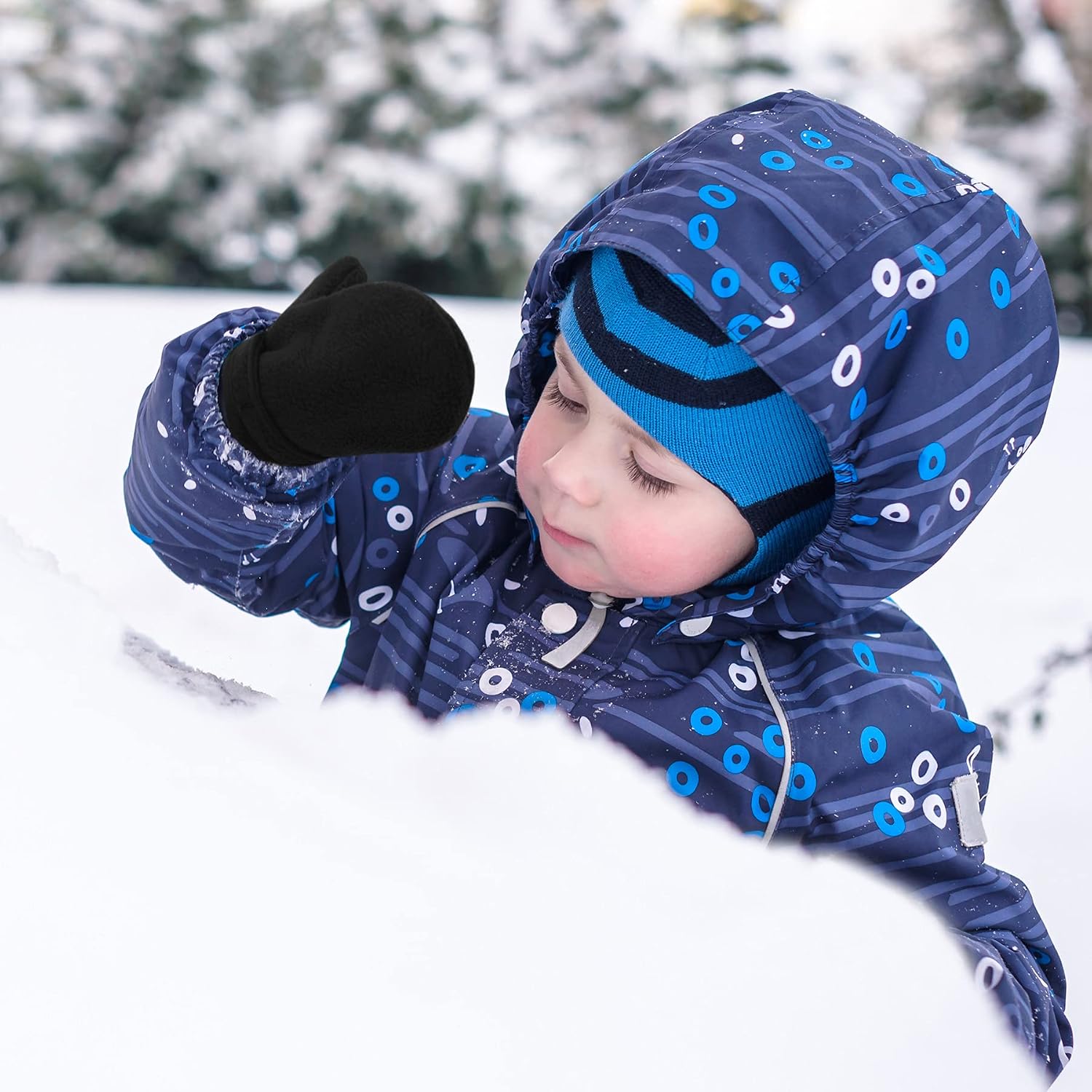 Baby Mittens Toddler Winter Mittens Sherpa Boys Warm Fleece Gloves Kids Snow Mitten for Baby Girls 2 Pairs Black 1-2T