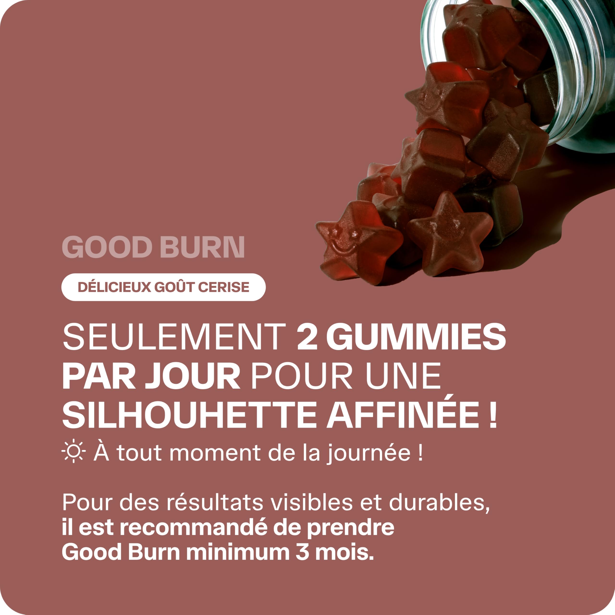 Lashilé Beauty - Gummies Brûle Graisses - Combustion des Graisses et perte de poid puissant - Good Burn - Complément alimentaire Minceur - Cola, Pissenlit, Moringa - Cure 1 Mois - 60 Gummies