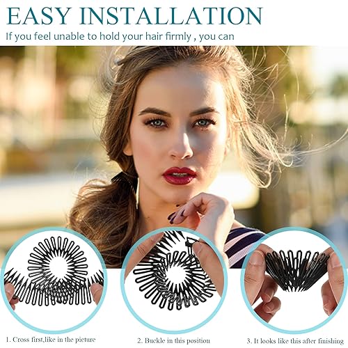 Miniatura 10 de 14 diademas de peine elásticas circulares flexibles, de plástico, para dientes circulares, diadema de plástico para el cabello, para mujeres y