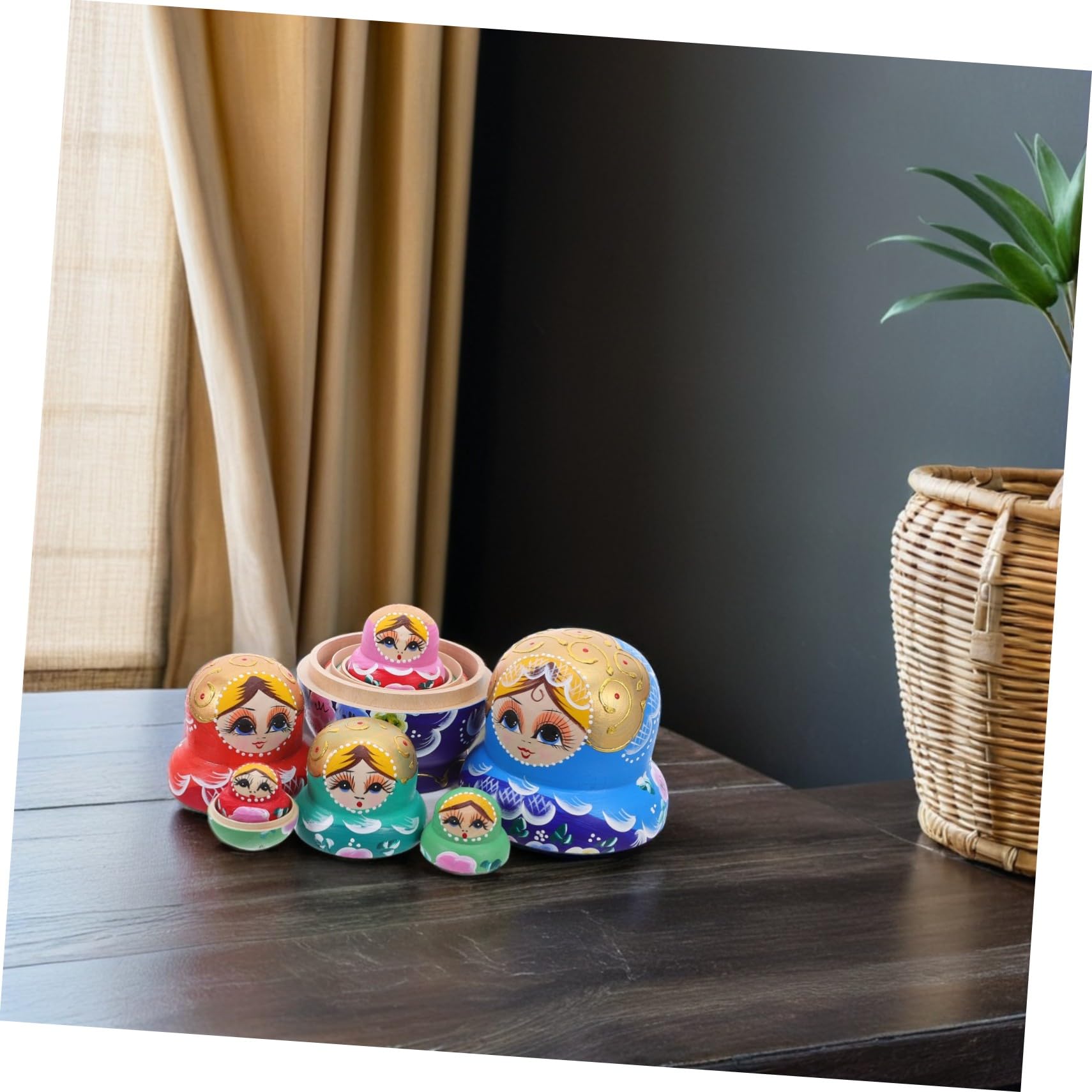 Yardwe Poupées Russes Matriochka Décoratives de Couches Peint Main avec Motifs Floraux Bois pour Collectionneurs et Décoration Intérieure
